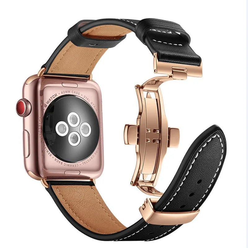 RoseGoldButton-Black Laforuta силиконовый ремешок для Apple Watch 40 мм 44 мм iwatch кожаный ремешок серия 4 3 2 1 наручный ремень ремешок для часов умные аксессуары - Цвет ремешка: RoseGoldButton-Black