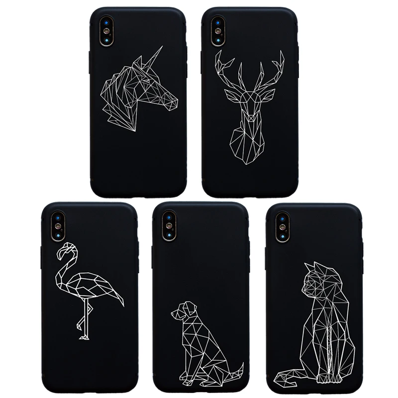 

Cute Animals Flamingo Dog Cat Art Line Soft Case Cover for iPhone 7 8 6 6s Plus Coque Funda For iphone 5 5s SE X XS Max XR Phone