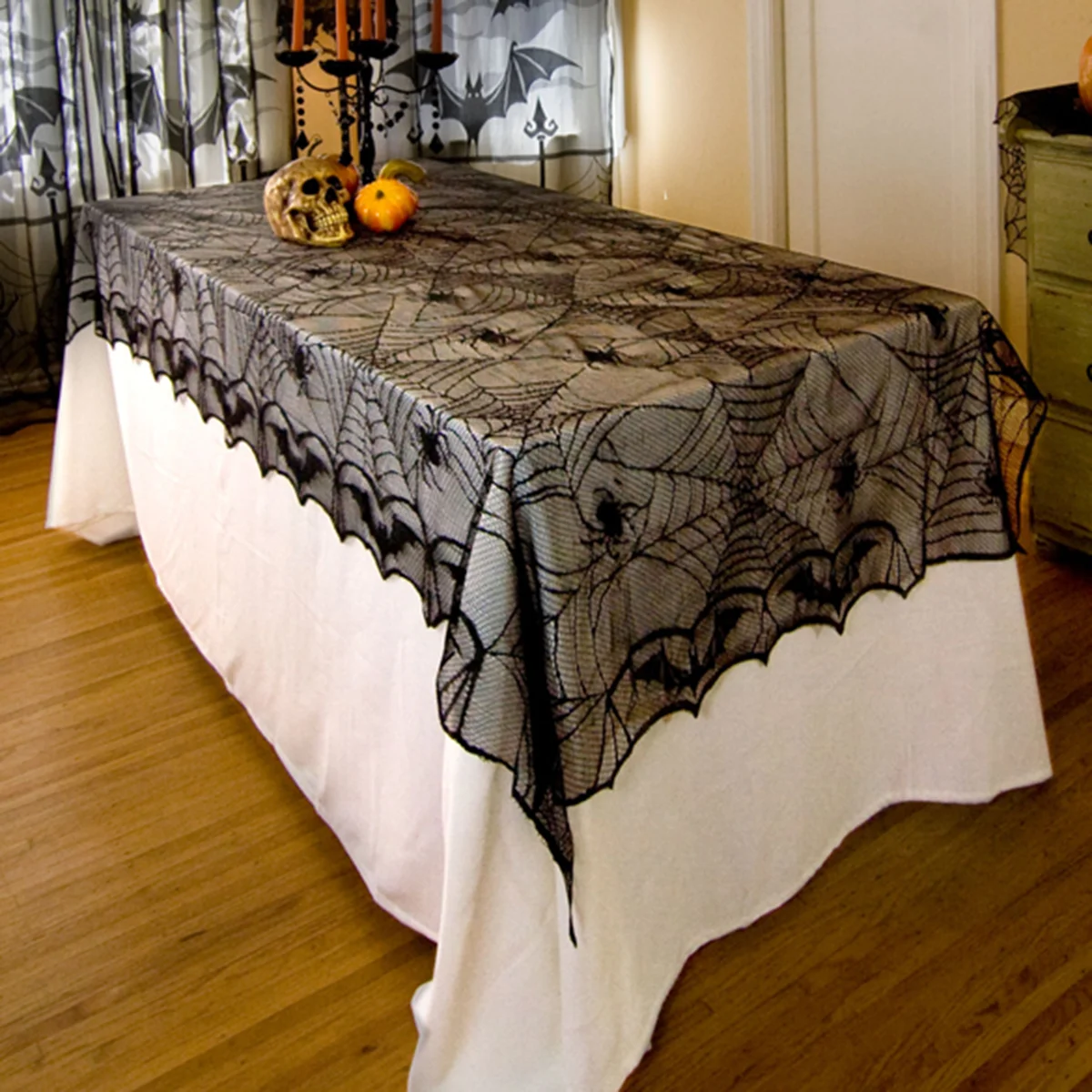 halloween rectangle black lace spider bat tablecloth tablecover halloween decoration prop horrifying spider web party tablecloth - Cheap Halloween Decoration halloween rectangle black lace spider bat tablecloth tablecover halloween decoration prop horrifying spider web party tablecloth - Cheap Halloween Decoration