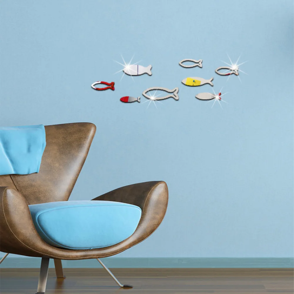 Funlife Home decoration underwater world fish mirror stickers bathroom