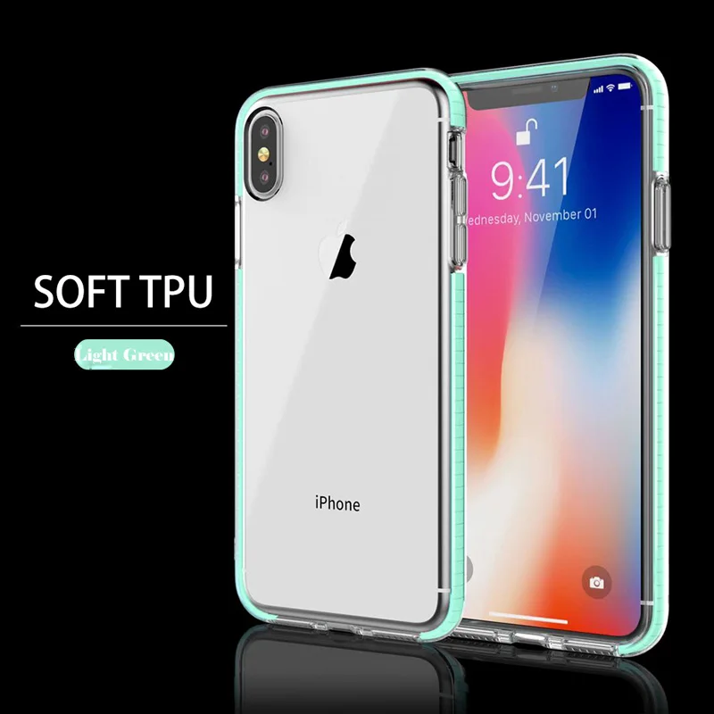 Lovebay силиконовый чехол для iPhone 11 Pro 7 8 6 6s Plus X XR XS Max прозрачный Кристальный яркий мягкий чехол для телефона TPU ударопрочный чехол - Цвет: Light Green