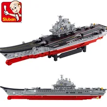 Sluban 1875PCS B0388 Army NAVY Warship Model Assemble Building Aircraft Plane Carrier Blocks Bricks Kids Learning Toys Gift