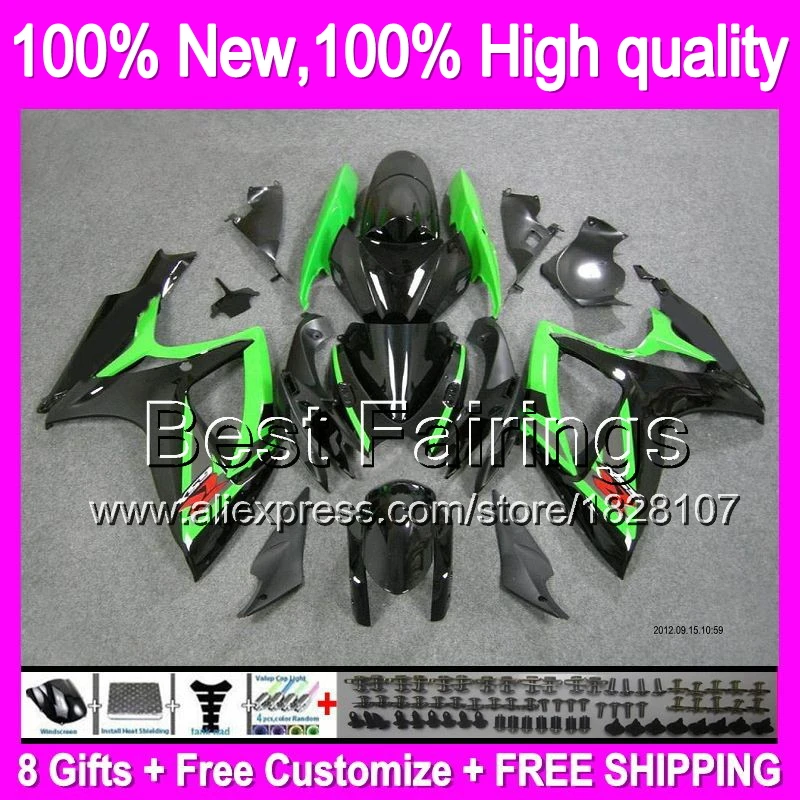 Обтекатель для SUZUKI GSXR 600 750 06 07 GSXR750 06-07 Цвета: зеленый, черный 3B828 GSXR600 K6 R750 GSX R600 2006 2007+ наклейка глянцевый зеленый