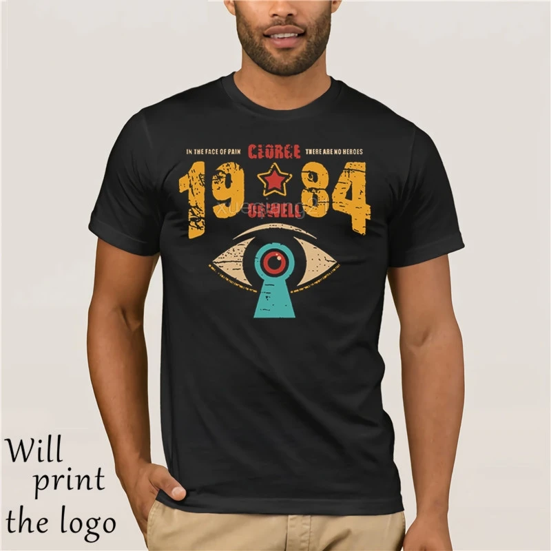 

HOT deals funny t shirt On Nine Eighty-Four 1984 men's tshirt George Orwell Dystopian Room 101 Novel Combat CCTV