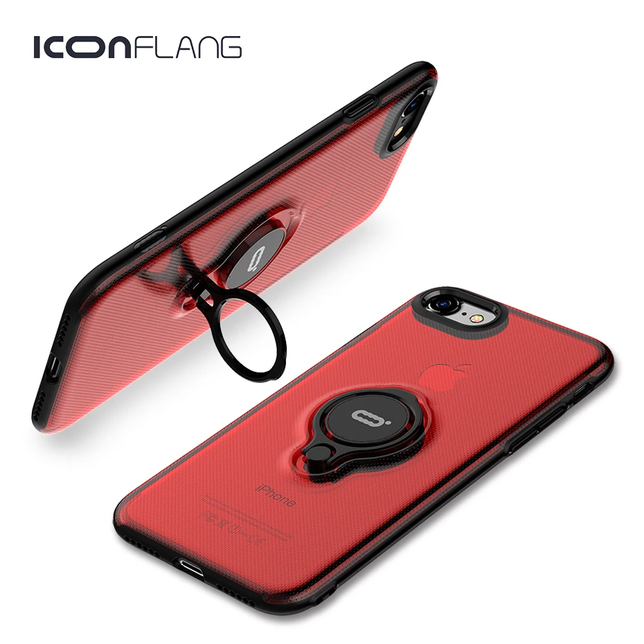 

Phone Cases For iPhone 7 7 Plus Case Magnetci Back Ring Holder Transparent Hard PC Back Cover For iPhone 7 6 6S 8 8 Plus