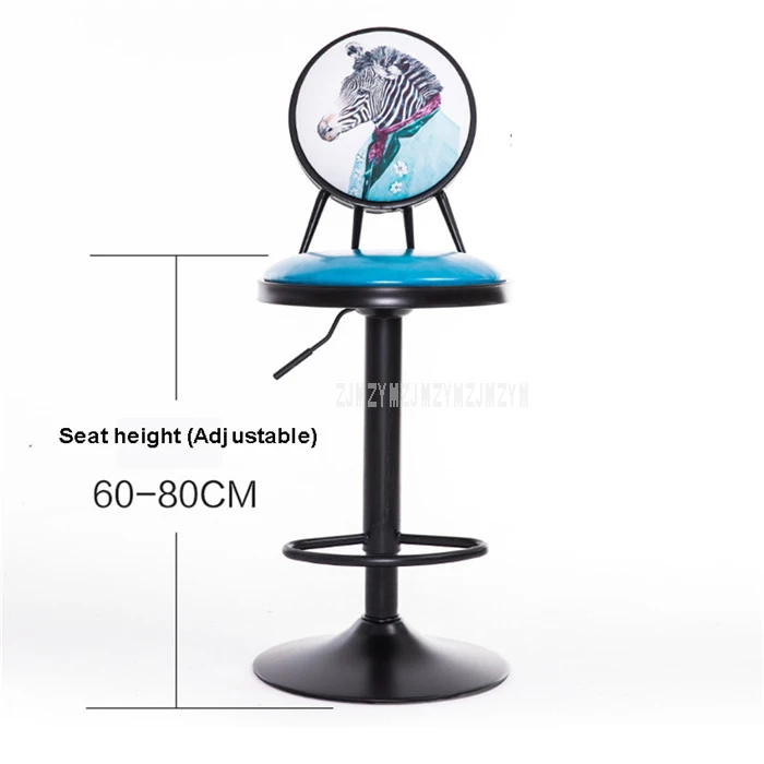 Античный Европейский стиль 60-80 см, регулируемый по высоте вращающийся барный стул, табурет из железа, мягкая подушка, высокий табурет для ног, вращающаяся спинка - Цвет: O