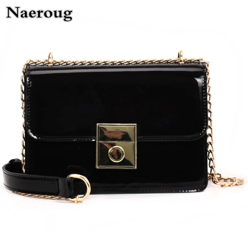 

Bright Solid Patent Leather Women Fashion Bags Ladies Simple Luxury Handbags Casual Shoulder Messenger Bags Sac A Main Flap Bags