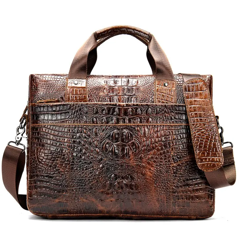 MVA мужской портфель/сумка мужская сумка из натуральной кожи для мужчин кожаные сумки для ноутбука Офисные Сумки для мужчин сумка с крокодиловым узором 5555 - Цвет: 5555F3coffee
