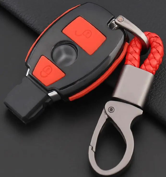 black red 2button 1 шт ключи от машины чехол Тюнинг автомобилей чехол ключ автомобиля дистанционного чехол для Mercedes Benz W203 W210 W211 CLS CES CLK CLA SLK - Название цвета: black red 2button