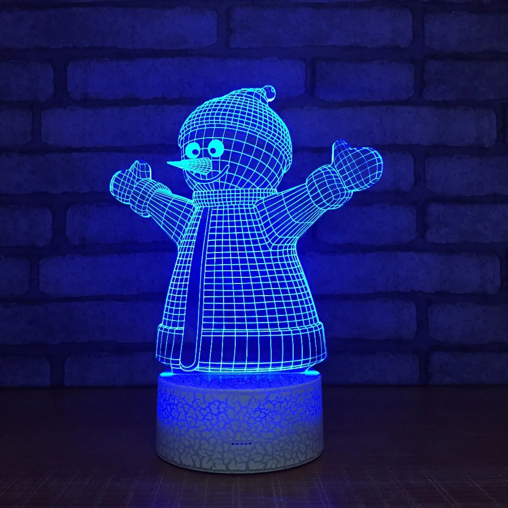 Новое поступление, креативный 3d ночник со снеговиком, светодиодный сенсорный пульт дистанционного управления, 7 цветов, 3d настольная лампа в спальне, подарки для детей