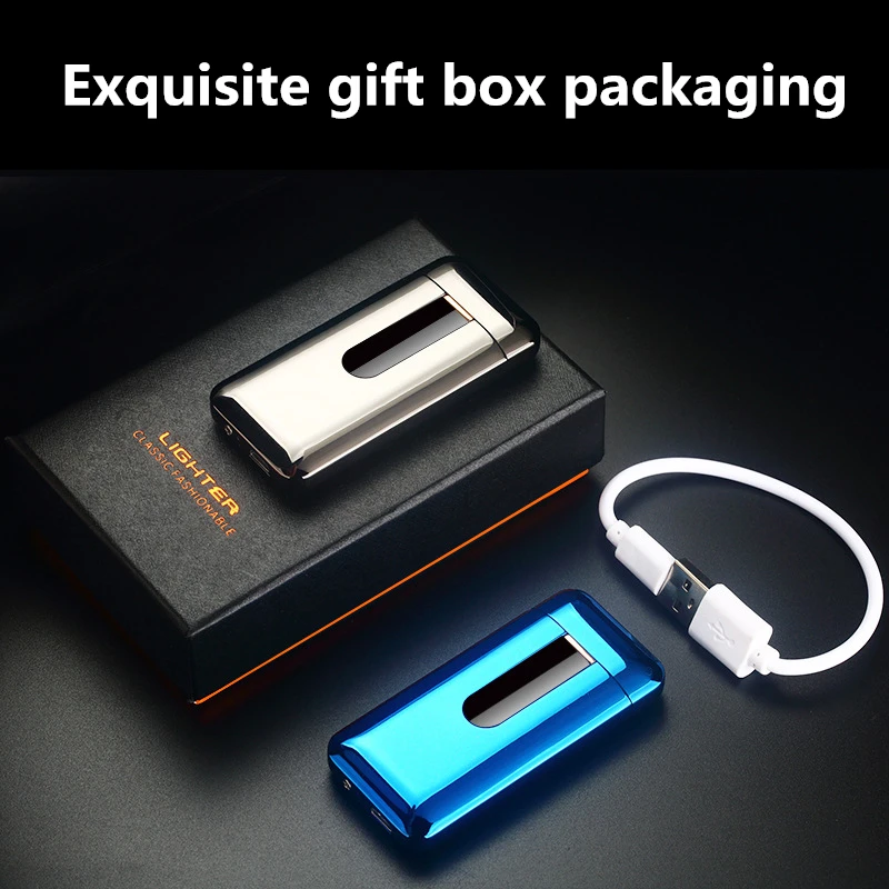 Dual Arc электронная usb-зажигалка для сигарет Mini креативная металлическая ветрозащитная перезаряжаемая Зажигалка для курения