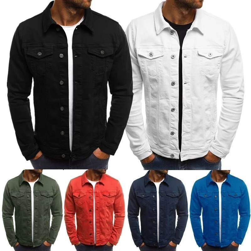 

New Men's Autumn and Winter Casual Solid Color Denim Simple Short Denim Jacket Hip Hop Streetwear Man Jackets Man's Jackets Male