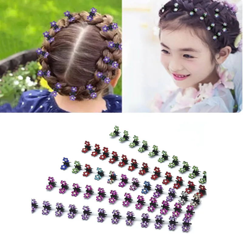 

12pcs/pack Crystal Rhinestone Flower Hair Claw Hairpins Hair Styling Accessories Ornaments Lovely Hairgrip for Kids Girl