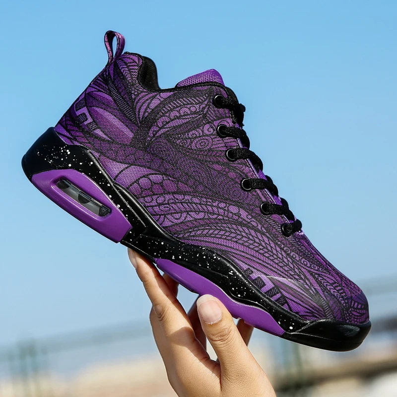

Mid-Top Mens Basketball Shoes Big Size Outdoor Sport Shoes Designer Sneakers Purple Red Basketball Shoes Kids Boys Gym Sneakers