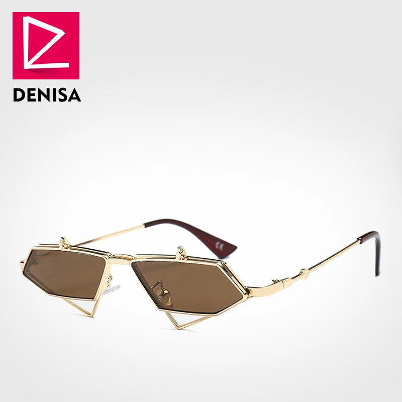 DENISA, известный роскошный бренд, стимпанк, солнцезащитные очки для мужчин, Ретро стиль, неправильные, красные линзы, солнцезащитные очки для женщин, UV400, gafas de sol mujer, G23019