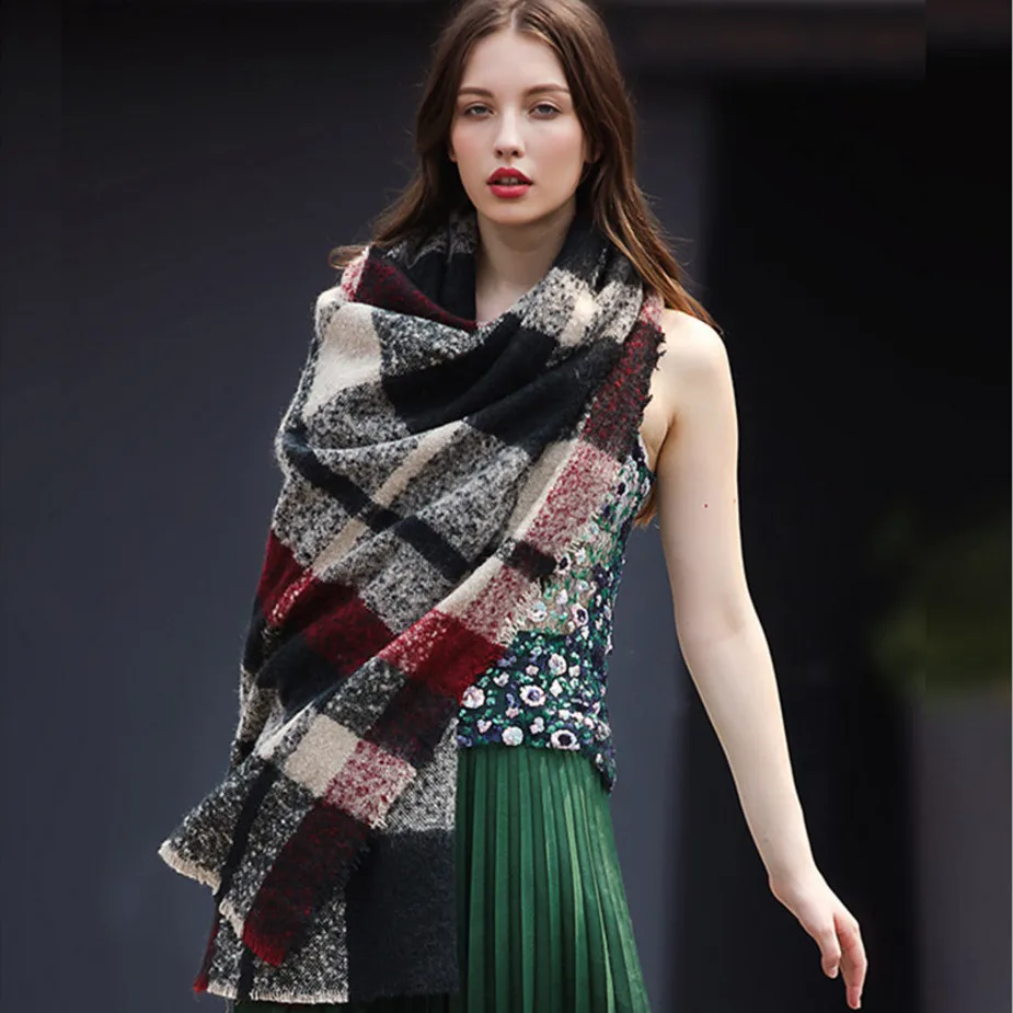 Ode To Joy New fashion women Plaid pashmina Winter soft Scarf Female Warm poncho font