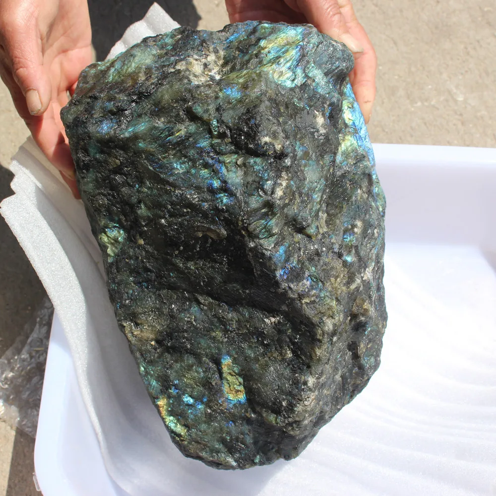 14.5kg Top blue gold natural labradorite moonlight ishihara glass stone
