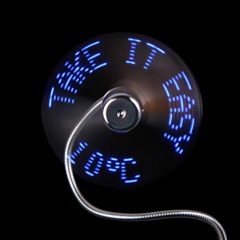 Гибкий USB LED вспышкой вентилятор с в реальном времени Температура экрана, мягкие лопасти
