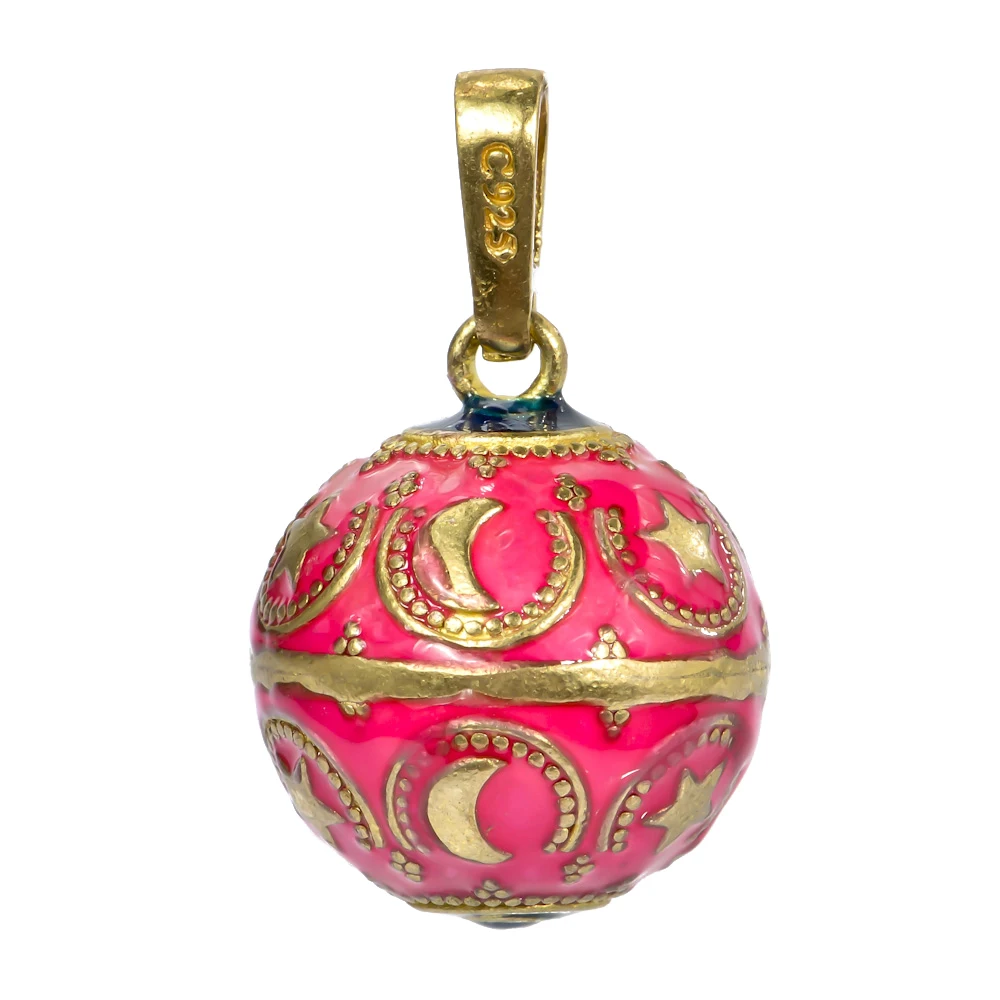 

20mm Sweet Pattern Red Sealed Harmony Ball Pendants Fashion Jewelry Angel Caller Locket Pendant For Women