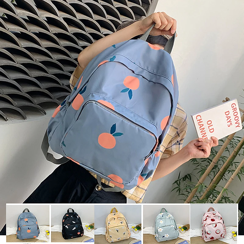 

New Women pink Canvas Backpack For Teenagers Girls / Boys School Bag Student Cute fruti Printing Backpack Travel bag Big MN553