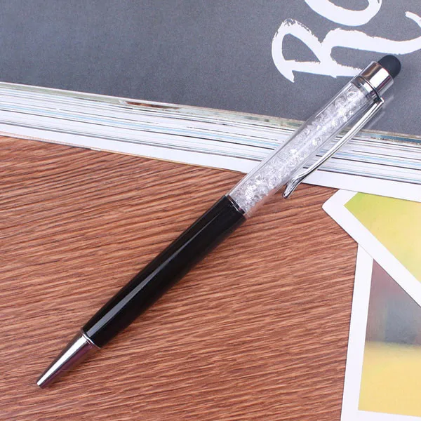 White black 1Pcs Сенсорный экран металлическая Хрустальная шариковая ручка бриллиант конденсатор роликовые ручки многоцветные креативные школьные офисные письма - Цвет: White black 1Pcs