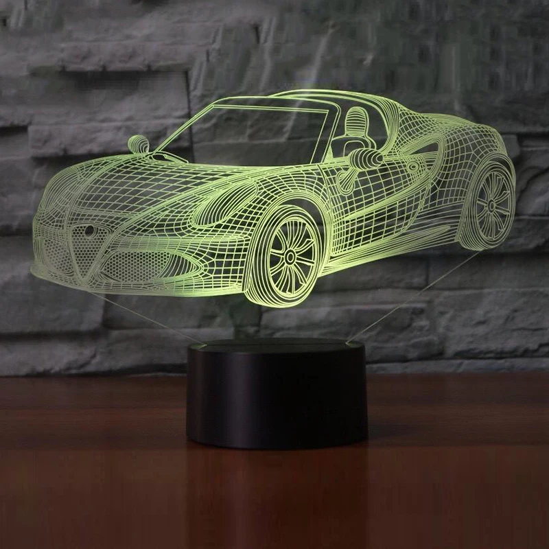 Крутой 3D спортивный автомобиль светодиодный USB лампа Атмосфера RGB 3D ночник красочные детские игрушки спальня настольная лампа в качестве подарка дентис Декор