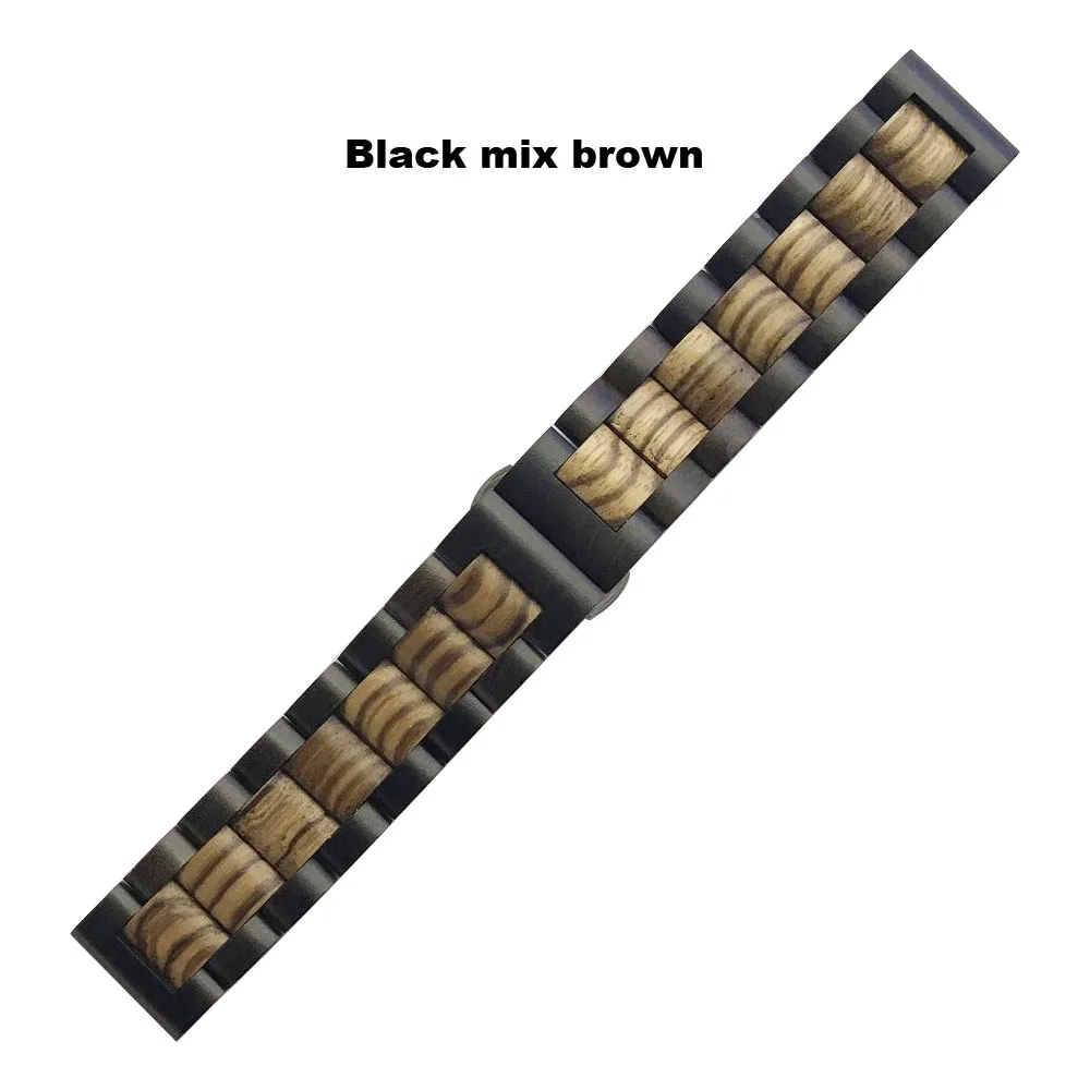 Black mix brown Для Xiaomi Huami Amazfit GTS GTR 42 мм 47 мм Bip Pace Stratos 2 для samsung gear S2 S3 S4 Galaxy 46 мм деревянный ремешок для часов - Цвет: Black mix brown