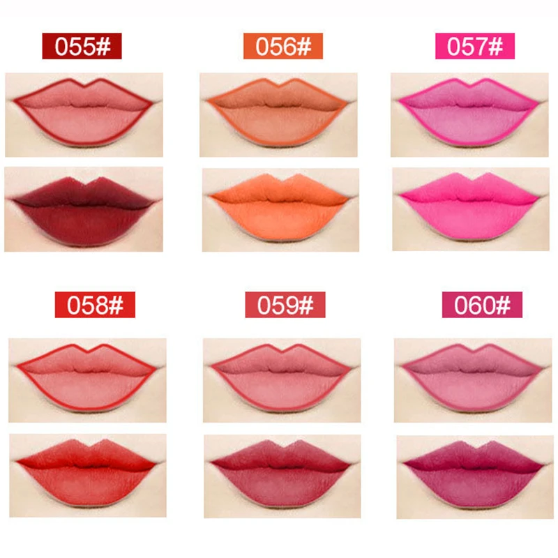 6pcs 055-060 6/12 шт./компл. Профессиональный матовый набор с контурным карандашом для губ Водонепроницаемый длительный матовый карандаш для губ Косметика косметический инструмент - Цвет: 6pcs 055-060