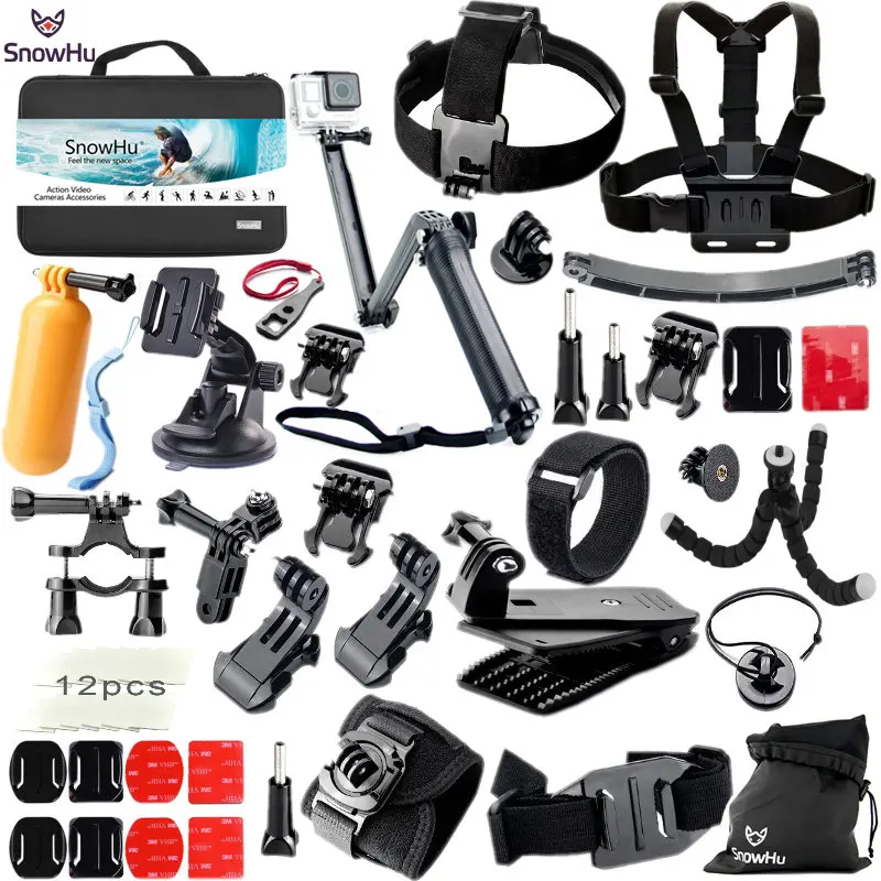 SnowHu For Gopro Hero Accessories Set Mount Strap Monopod For Go pro hero 6 5 5S