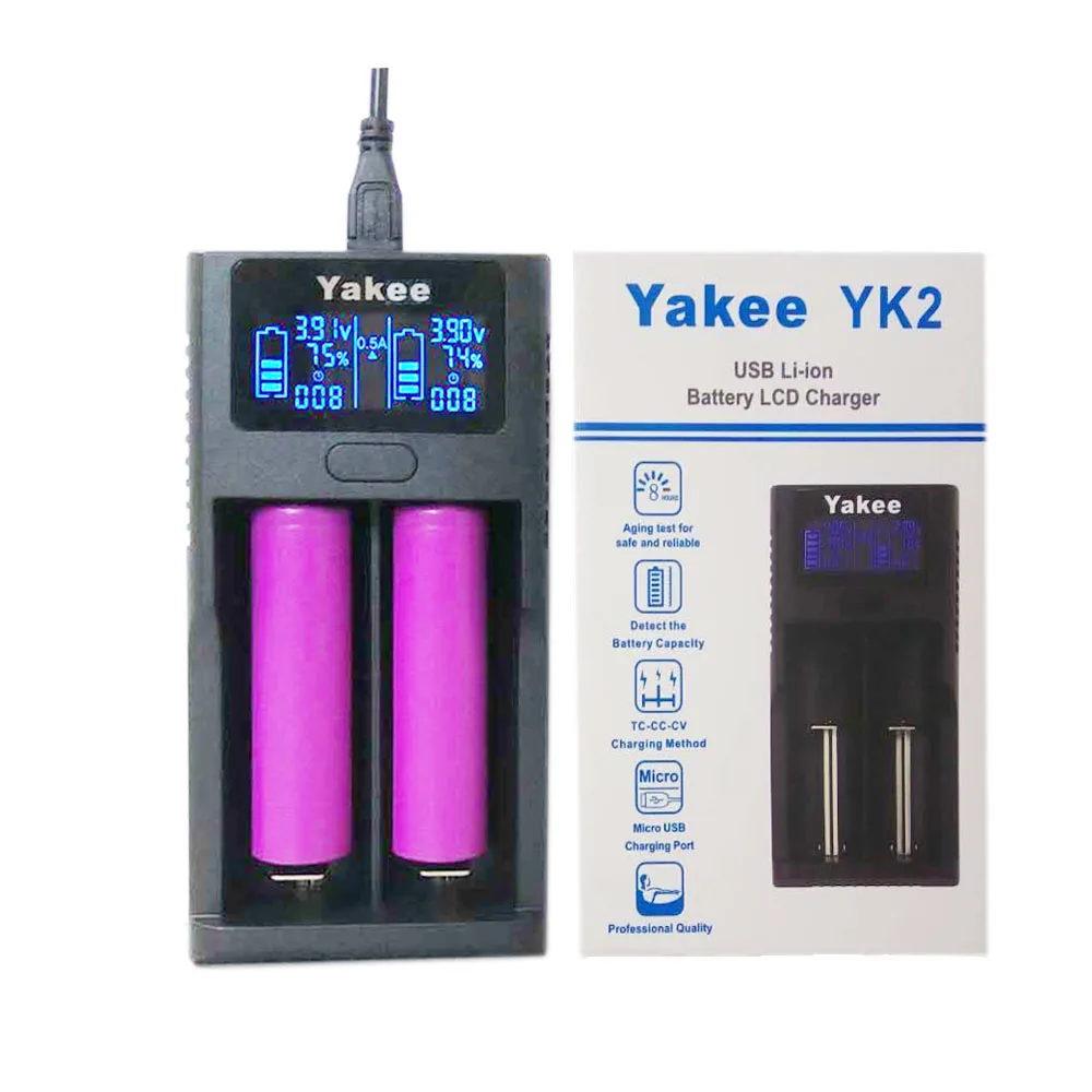 Yakee USB Батарея Зарядное устройство для батарей Li-Ion(литий-ионных) 26650 18650 18500 18350 17670 16340 14500 10440 литиевая батарея 3,7 V