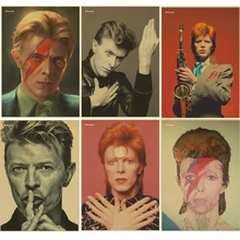 Póster Retro de cantante de música de Rock David Bowie, Papel kraft vintage, decoración de paredes para Bar, Adhesivo de pared