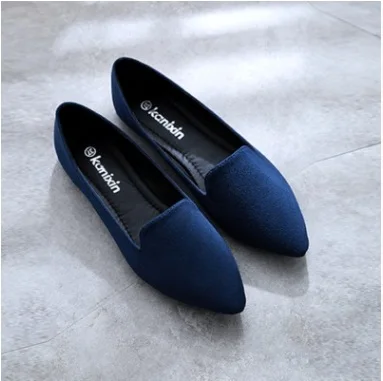 Большой размер 43 женская обувь на плоской подошве из флока с острым закрытым носком низкий вырез женские водонепроницаемые мокасины летний стиль модные лоферы на сплошной подошве без шнуровки - Цвет: blue
