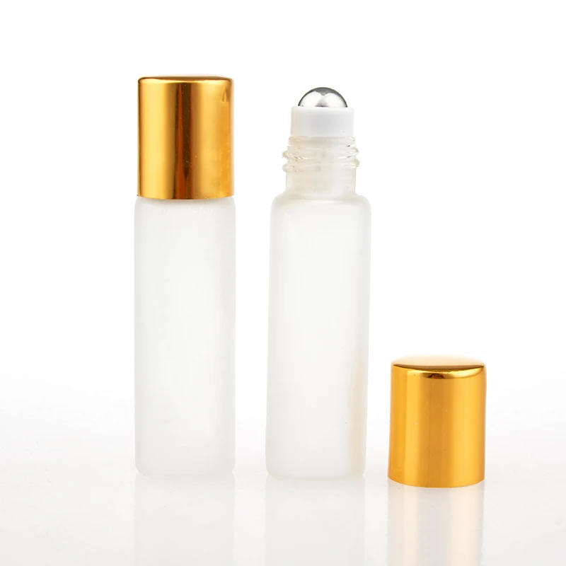

10Pieces/Lot 5ML Travel Frosting Glass Roll on Perfume Bottle For Essential Oils Empty Cosmetic Containers With Steel Beads