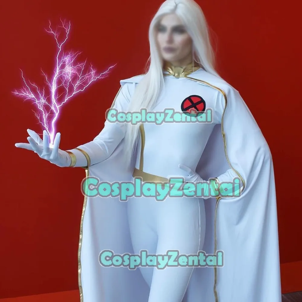 

White Storm Superhero Costume Lycra Spandex Superhero Cosplay White Storm Halloween Costume for Woman with Cape