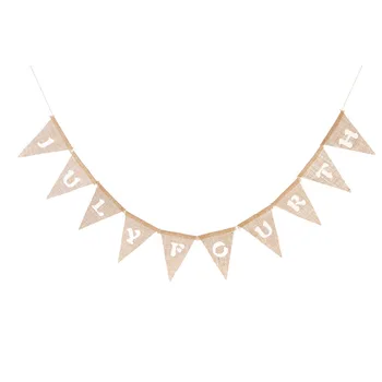 

Mother'day father'day JULY FOURTH hemp rope Pennant Flag Banner party Church Decor Event Supplies Raw Jute DIY Home Decoration