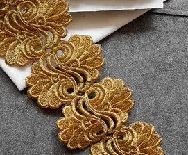 4 Meters/piece железная Золотая и светло-Золотая кружевная вышивка в виде цветов отделка для изготовления женские платья Новые Вечерние платья - Цвет: Gold