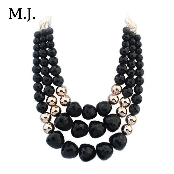 

Fashion New Big Bubble Choker Necklace For Women Mutil Layers Beads Statement Necklace Female Colares Femininos Jewelry Gift