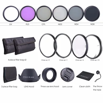 

72MM Lens Filter Kit - Macro Close Up Set & UV CPL FLD + Pouch for Nikon Canon
