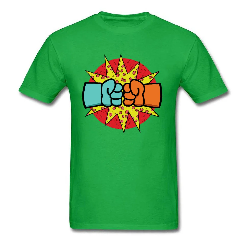Pizza Fists No Crust Crew Neck T Shirt Summer Autumn Tops Tees Short Sleeve Hot Sale 100% Cotton Leisure T Shirts Funny Men Pizza Fists No Crust green