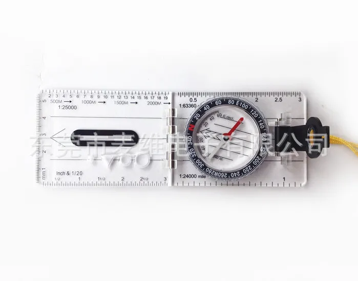 (2 Sold)Folding Compass Multi Functional Map Feet Map Scale Compass Portable ABS Outdoor Hiking Camping Travel Base Plate Ruler