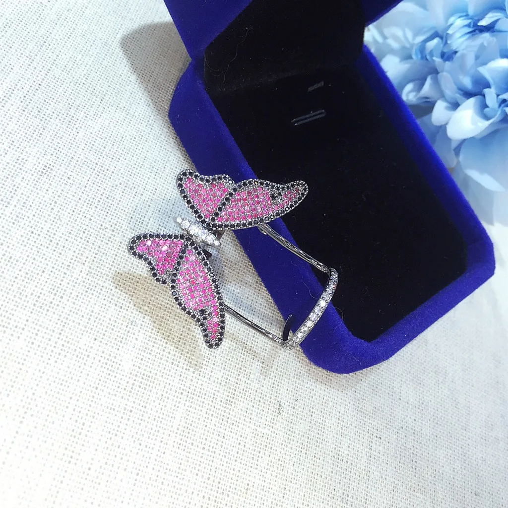 Милые дамы бабочка кольцо Открытые Кольца для женщин качество кубического циркония ювелирные изделия подарки
