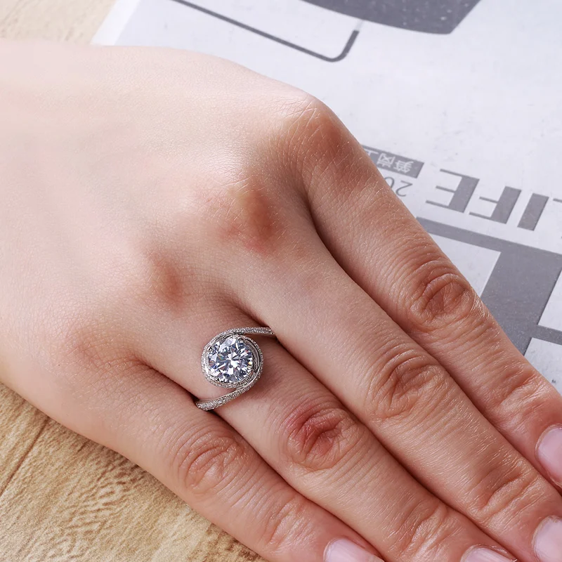 AINOUSHI Sz 4-10 Уникальный дизайн Роскошь кольцо серебро 925 пробы Solitaire Sona свадебная корона вечерние кольца для женщин