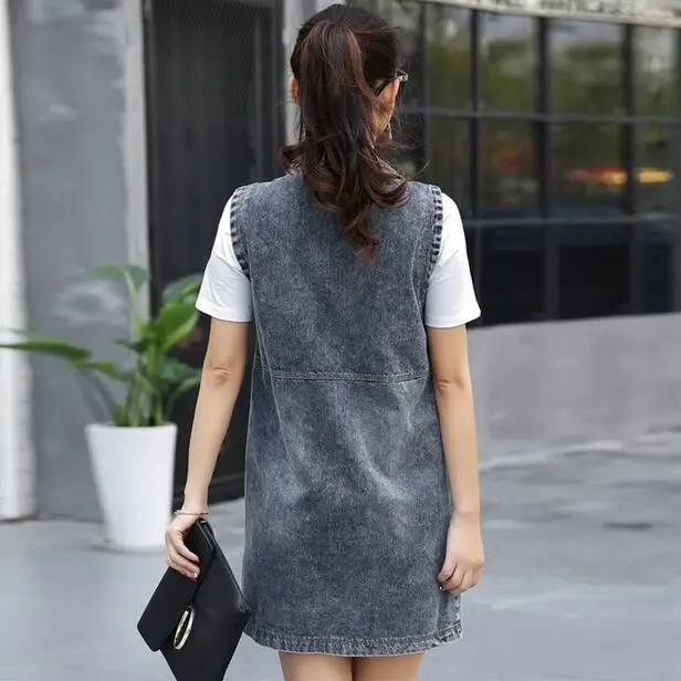 Рождественский предложение длинный джинсовый жилет без рукавов женский на весну