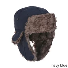 Men Pilot Trapper Cap Winter Warm Trooper Earflap Russian Ski Snow Hat Faux Rabbit Fur Bomber Unisex Sports Hats