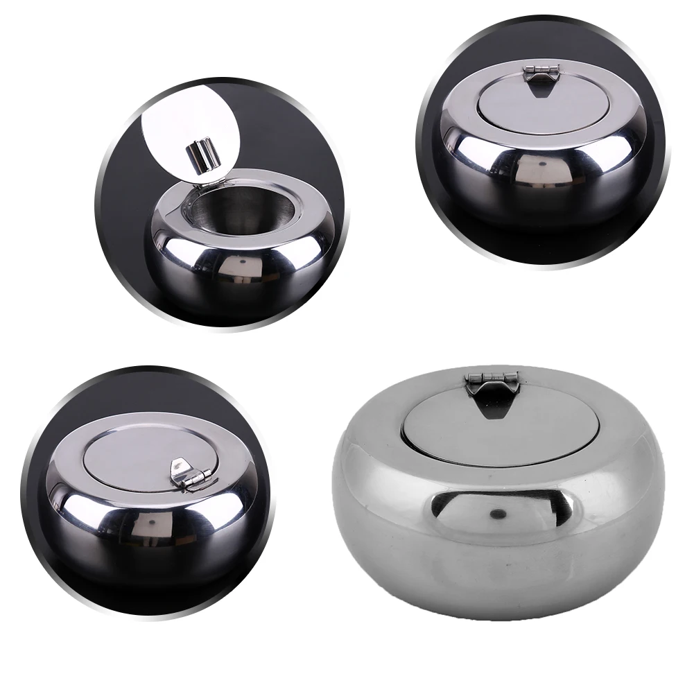 New Stainless Steel Drum Shape & Lid Ashtray with Cover Ashtray Car