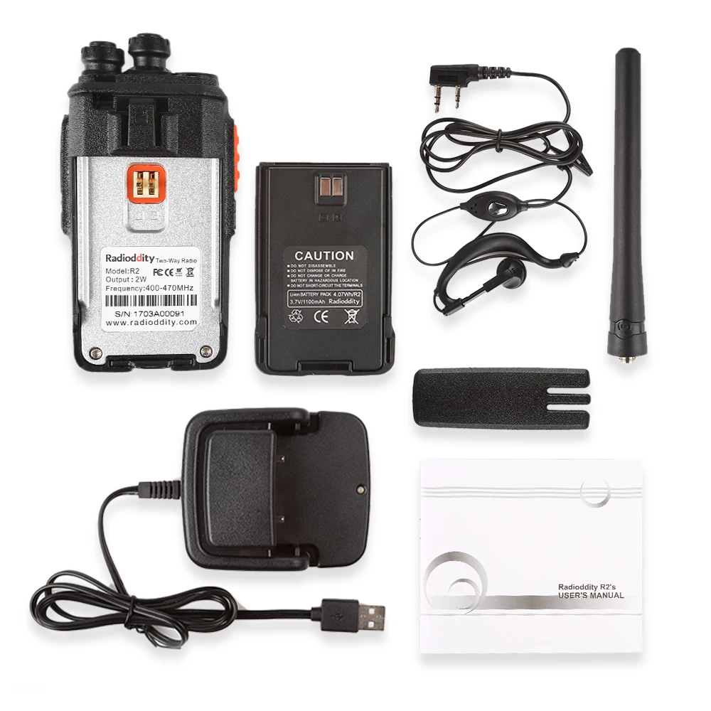 Radioddity R2 UHF 400 470MHz Walkie Talkie Scrambler 16Channel 1200mAh Ham Handheld Two Way Radio CTCSS/DCS Transceiver|walkie talkie scrambler|uhf
