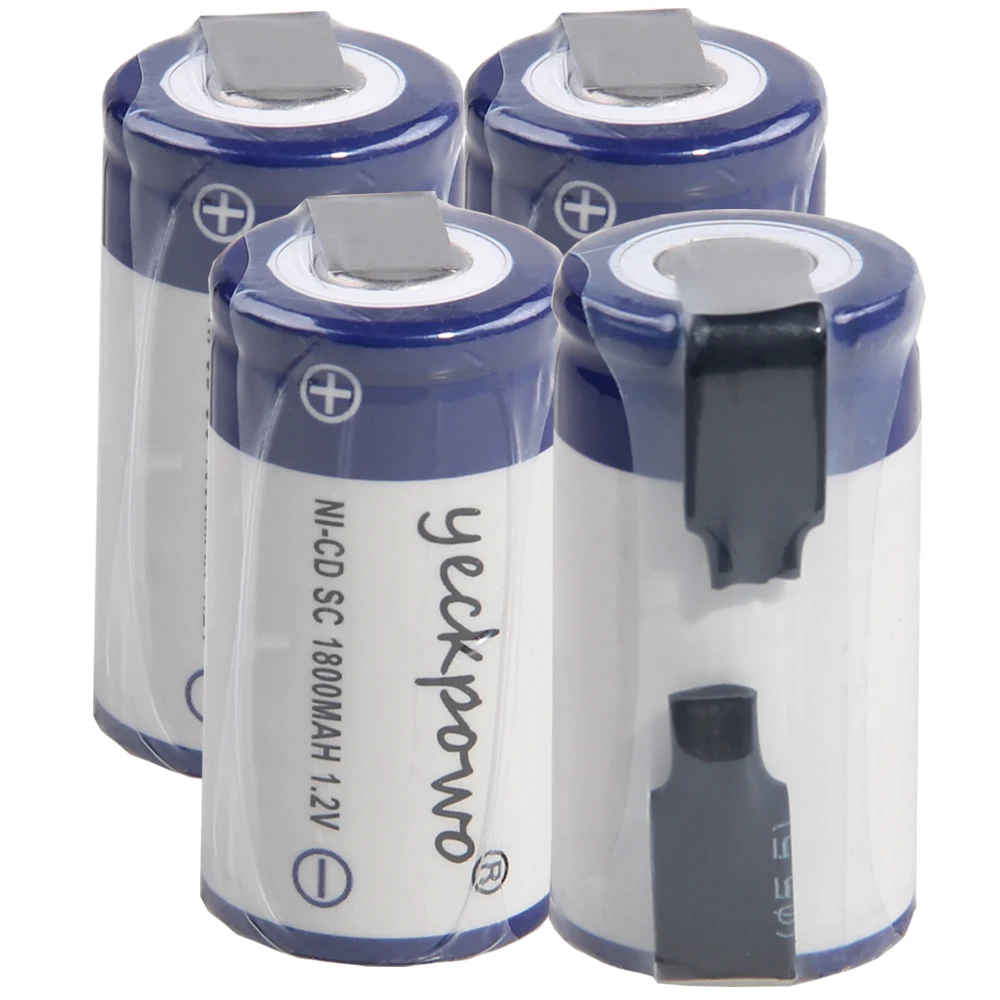 4 шт SC батареи 1,2 V батареи для электроинструментов 1800mah nicd 4,25 cm* 2,2 cm цвет случайный