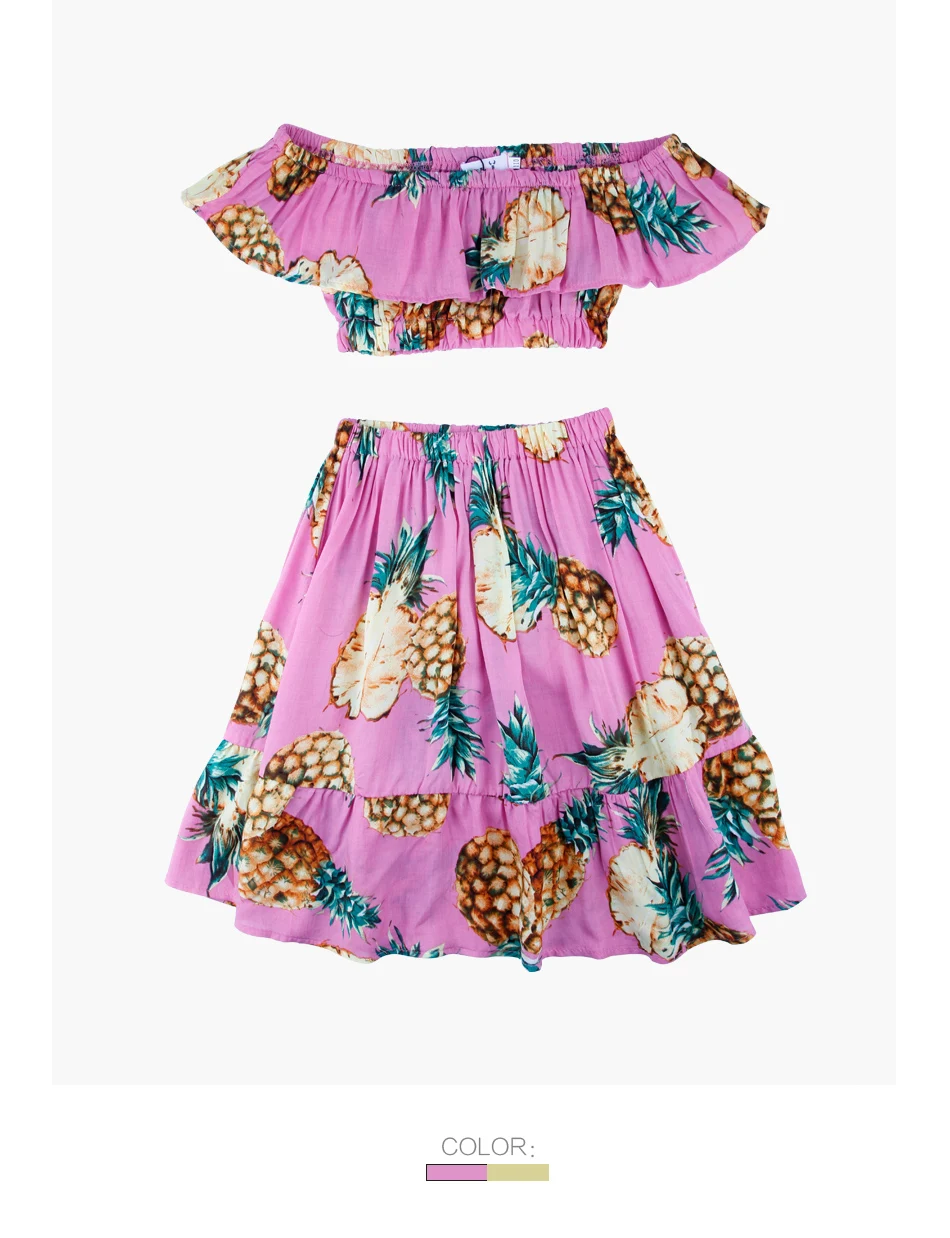 2 PCS/Set Summer Baby Girls Clothing Set Pineapple Print Off Shoulder Top+Skirt Ruffle Girls Dress Beach Sundress Robe Fille HTB1PyL7peuSBuNjSsplq6ze8pXa2 - 2 PCS/Set Summer Baby Girls Clothing Set Pineapple Print Off Shoulder Top+Skirt Ruffle Girls Dress Beach Sundress Robe Fille