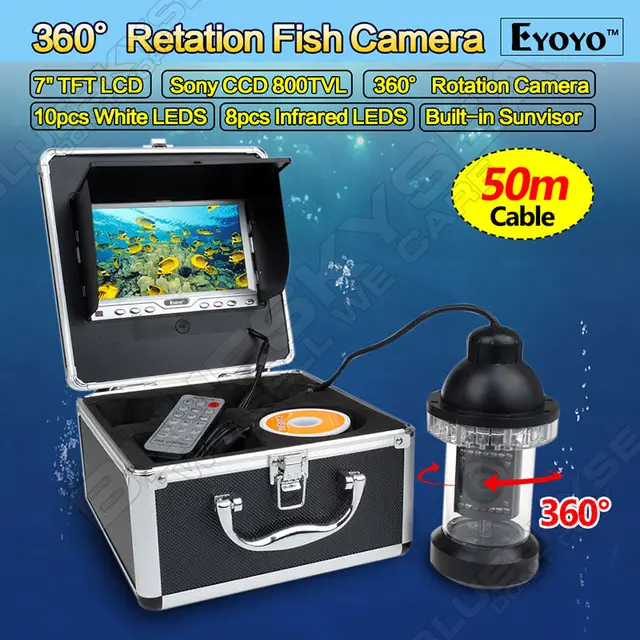 Best price at $382 Cheap Free shipping!50m Professional Underwater Fishing Camera Fishfinder 360 degree Rotation CCD 800TVL
