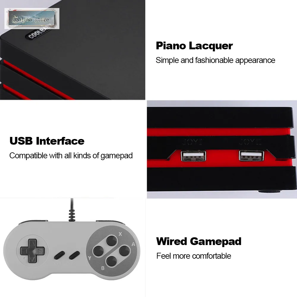 RS-34 HD Family Game Console Retro Classic TV Video Game Console Dual Wired Gamepad HD AV Dual Output Support SD Card